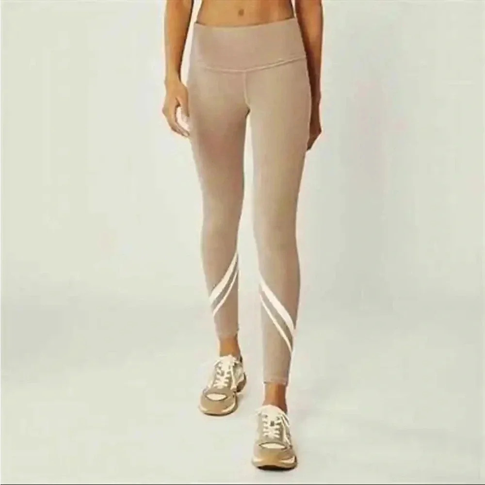 Tory Sport Beige Leggings with White Accents